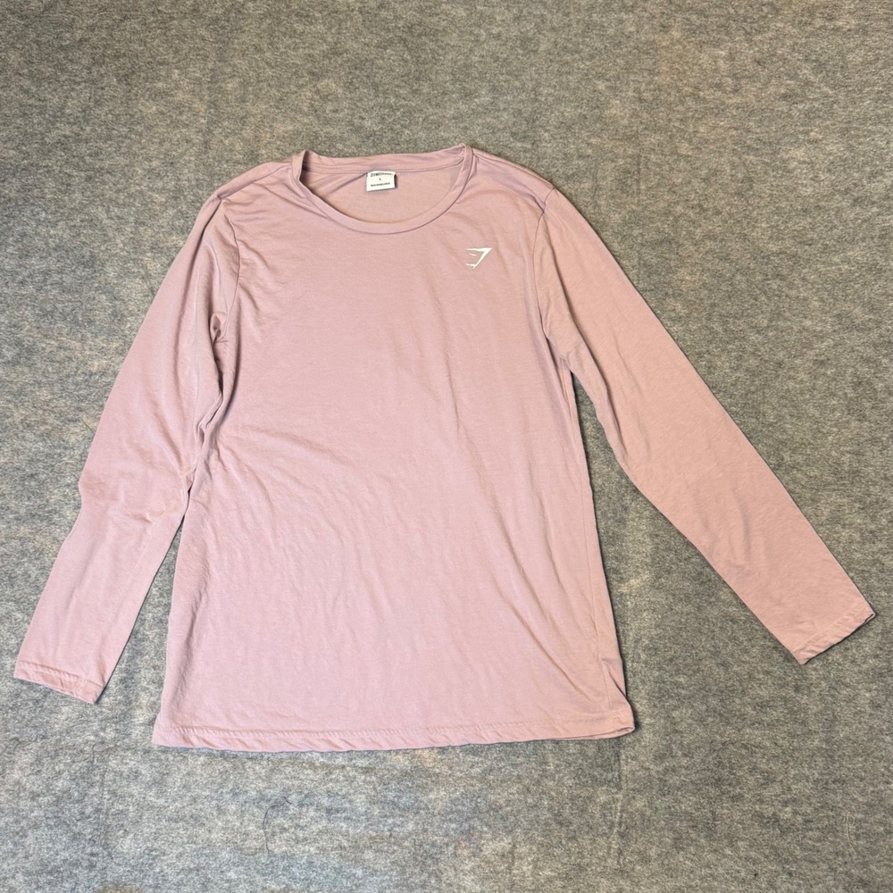Gymshark Training Long Sleeve Shirt Womens L Purple Mauve Crew Neck Logo Tee